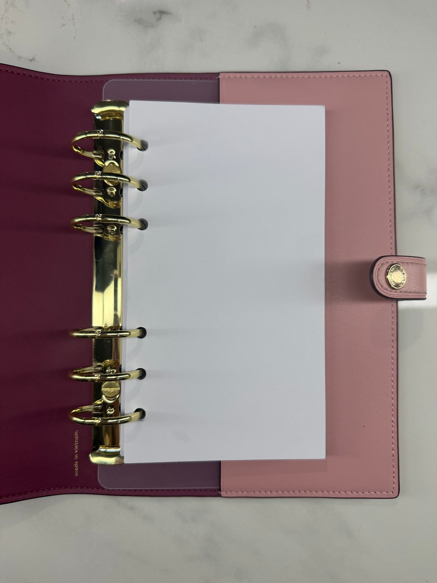 A6 6-Ring Binder Insert – Frosted Dashboard with Gold Mechanics